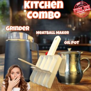 3 In One Kitchen Combo Set, Electric Grain Mill Grinder ,Stainless Steel Oil Pot, Meatball Maker,best combo for kitchen